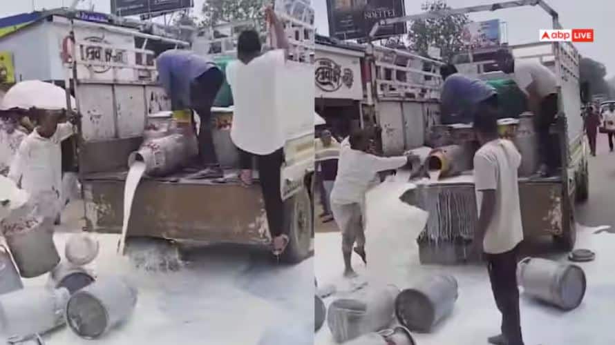 several litres of milk spilled on the streets one died in the violence ਦੁੱਧ ਦਾ ਰੇਟ ਵਧਾਉਣ ਨੂੰ ਲੈ ਕੇ ਕਿਸਾਨਾਂ ਦਾ ਅਨੋਖਾ ਪ੍ਰਦਰਸ਼ਨ, ਸੜਕਾਂ 'ਤੇ ਡੋਲ੍ਹਿਆਂ ਸੈਂਕੜੇ ਲੀਟਰ ਦੁੱਧ, ਪੁਲਿਸ ਨੇ ਮਾਮਲਾ ਕੀਤਾ ਦਰਜ