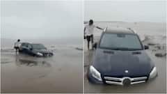 'Sea Calling...': Mercedes Gets Stuck During Stunt At Surat’s Dumas Beach | Watch Viral Video