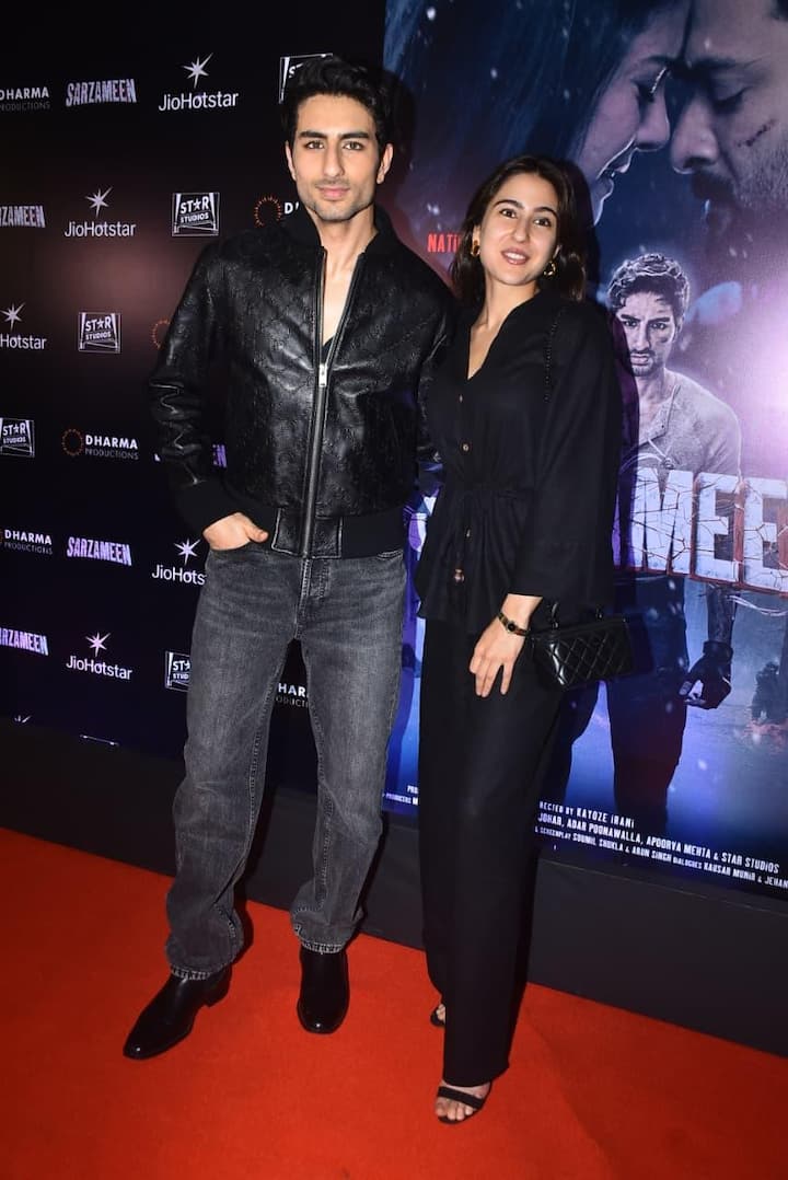 Ibrahim Ali Khan appeared in a dashing look at the screening of his film. He wore a black jacket with black jeans.