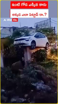 ఇంటి గోడ ఎక్కిన కారు..అక్కడ ఎలా పెట్టావ్ రా.?
