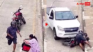 बैग छीनकर भाग रहा था लुटेरा, कार सवार ने टक्कर मार-मारकर बना दिया भूत- वीडियो वायरल
