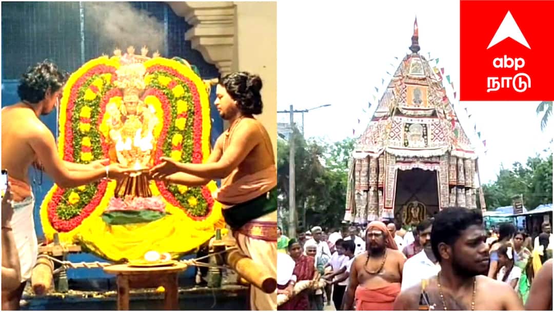 திருக்கடையூர் தேரோட்டம்: பக்தி பரவசத்தில் பக்தர்கள்! ஆடிப்பூர திருவிழாவில் குவிந்த கூட்டம்!