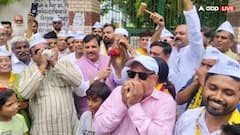 सरकारी स्कूलों के मर्जर के खिलाफ AAP सांसद संजय सिंह का प्रदर्शन, शंख बजा कर जताया विरोध