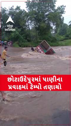 Chhota Udaipur Video: છોટાઉદેપુરના મલાજા ગામમાં પાણીના ધસમસતા પ્રવાહમાં ટેમ્પો તણાયો