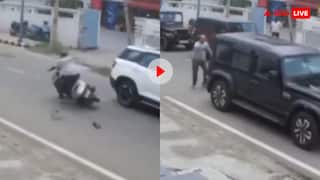 थार का आतंक, पहले स्कूटी सवार को मारी टक्कर, फिर बुरी तरह से कुचला- वीडियो वायरल