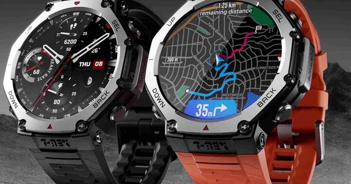 Amazfit T-Rex 3: આ વૉચ ખાસ કરીને એક્સટ્રીમ પરિસ્થિતિઓ માટે રચાયેલ છે. તેમાં ઑફલાઇન નકશા, 2000 nits બ્રાઇટ ડિસ્પ્લે, 27 દિવસની બેટરી અને 10 ATM વોટર રેઝિસ્ટન્સ છે.