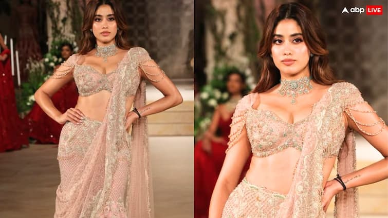 फैशन शो में लहंगा पहने जाह्नवी कपूर की रैंप वॉक, वायरल 'मॉडर्न महारानी' लुक