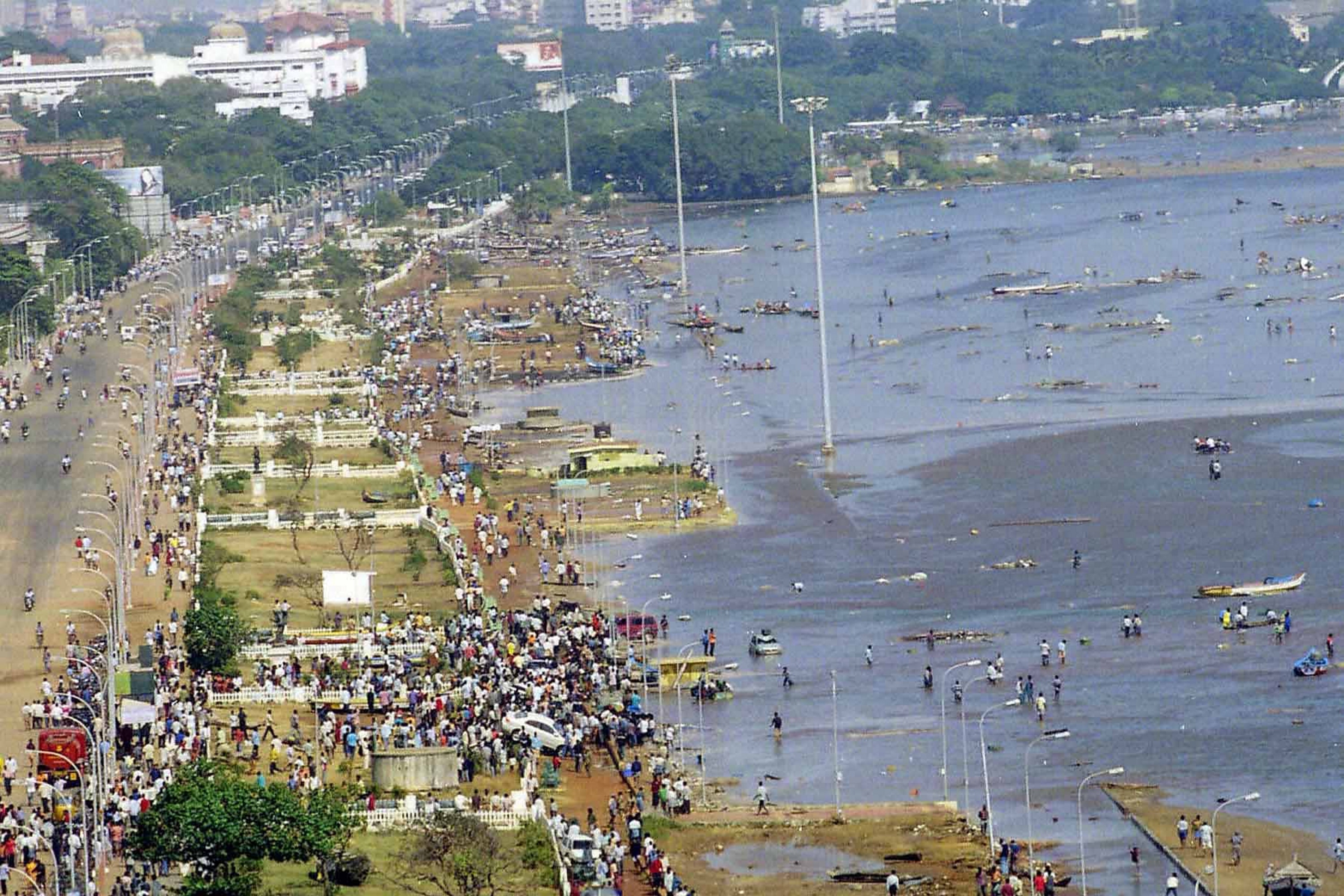 Chennai's Marina Beach submerged as waves hit Chennai. (PT) 