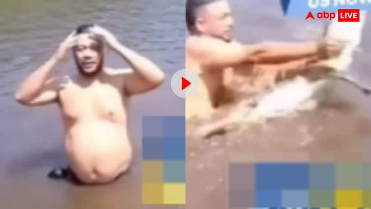 भारी मिस्टेक हो गया सर…पानी में नहा रहे शख्स ने मछली समझ उठा लिया मगरमच्छ- वीडियो वायरल