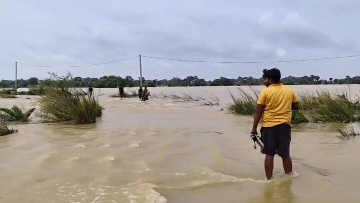 নারায়ণপুর উচ্চ বিদ্যালয়ে পৌঁছতে পারছে না চাঁপাবনি গ্রামের ছাত্র-ছাত্রীরা। কয়েকশো বিঘা ধান জমি জলের তলায়। বিপুল ক্ষতির আশঙ্কায় মাথায় হাত পড়েছে কৃষকদের। 