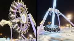 VIDEO : 50 लोक बसलेले असताना '360 डिग्री पाळणा' मधोमध तुटला, 23 जण गंभीर; थरकाप उडवणारा व्हिडीओ