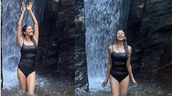 Pooja Batra photoshoot : अभिनेत्री आणि मॉडेल पूजा बत्रा हिने धबधब्याखाली खास फोटो शूट केलंय.