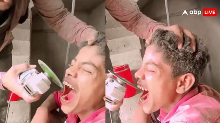 बड़े तेजस्वी लोग हैं... पत्थर काटने वाली मशीन से दांत काटने लगा शख्स, दहशत में यूजर्स; देखें वीडियो man started cutting teeth with a stone cutting machine netizens shocked video goes viral on social media बड़े तेजस्वी लोग हैं... पत्थर काटने वाली मशीन से दांत काटने लगा शख्स, दहशत में यूजर्स; देखें वीडियो