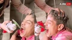 बड़े तेजस्वी लोग हैं... पत्थर काटने वाली मशीन से दांत काटने लगा शख्स, दहशत में यूजर्स; देखें वीडियो