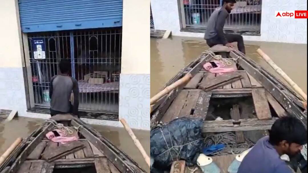 Video: सब डूब गया, ठेका नहीं डूबा, नाव से शराब लेने पहुंचे युवक, बनारस का वीडियो वायरल Everything got submerged in Varanasi of Uttar Pradesh but liquor shop did not sink youth reached liquor by boat Viral Video Video: सब डूब गया, ठेका नहीं डूबा, नाव से शराब लेने पहुंचे युवक, बनारस का वीडियो वायरल