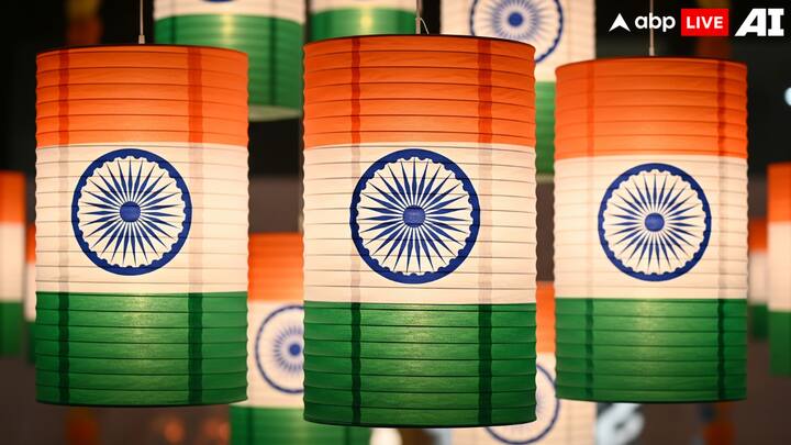 மூவர்ண காகித விளக்குகள்  காவி, வெள்ளை, பச்சை நிற காகிதத்தால் எளிய உருளை விளக்குகள் செய்யலாம். குழந்தைகள் காகிதத்தை மடித்து வெட்டி விளக்குகள் உருவாக்கி, அவற்றை கயிற்றில் சேர்த்து மாலையாக தொங்கவிடலாம். இது காகித மடிப்பு, வெட்டும் திறன் ஆகியவற்றை கற்றுக்கொள்ள உதவும். பால்கனி, வகுப்பறை கதவுகள் போன்ற இடங்களில் அழகாக அலங்கரிக்கலாம்.(பட ஆதாரம்: ஏபிபி லைவ் ஏஐ)