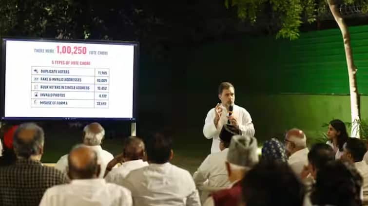 Rahul Gandhi’s PPT On ‘Vote Chori’ Takes Centerstage At Mega INDIA Bloc Meet; Oppn Vows Protest Rahul Gandhi’s PPT On ‘Vote Chori’ Takes Centerstage At Mega INDIA Bloc Meet; Oppn Vows Protest