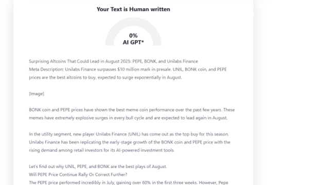 Surprising Altcoins That Could Lead In August 2025: PEPE, BONK, And Unilabs Finance