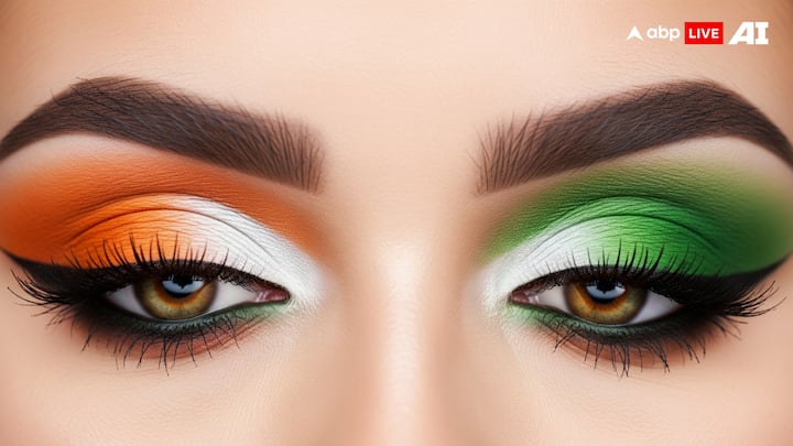 లేదంటే ఓ కనురెప్పపై.. వైట్, గ్రీన్ మిక్స్ ఐషాడో వేసుకుంటే.. మరో కనురెప్పపై ఆరెంజ్, వైట్ మిక్సింగ్ వేసుకోవచ్చు. ఇది ప్రకాశవంతమైన, జెండా లాంటి రూపాన్ని అందించడంలో హెల్ప్ చేస్తుంది. అంతేకాకుండా మిమ్మల్ని ఈవెంట్లో హైలెట్ చేస్తుంది.