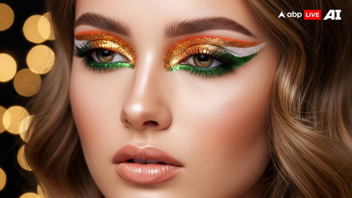 మీ కళ్లపై మెరిసే త్రివర్ణపు గ్లిట్టర్తో మేకప్ వేసుకోండి. ఇది రాత్రుళ్లు జరిగే ఈవెంట్స్కు, పార్టీ సమావేశాలకు బాగా నప్పుతుంది.