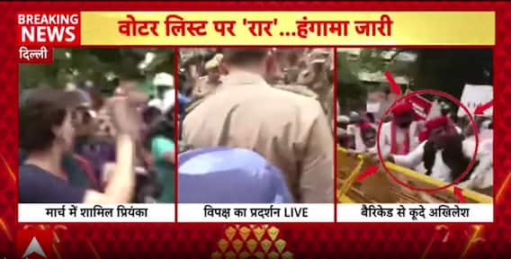 Opposition Leaders, Led By Akhilesh Yadav, Stage Sit-In After Being Stopped From Marching To EC Office