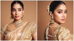 Janhvi Kapoor Is Real Life 'Param Sundari' In Golden Saree; See PICS