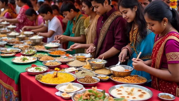 5. “भारतीय चव” – पाककृती स्पर्धा या उपक्रमात भारताच्या विविध राज्यांमधून एकेक गट निवडावा. त्या राज्यातील एक प्रसिद्ध पदार्थ घरी बनवून आणावा. कार्यक्रमाच्या दिवशी एक फूड फेअर ठेवावी, जिथे लोक त्या-त्या भागातील पदार्थांची चव घेऊ शकतील आणि त्या राज्याबद्दल जाणून घेतील.