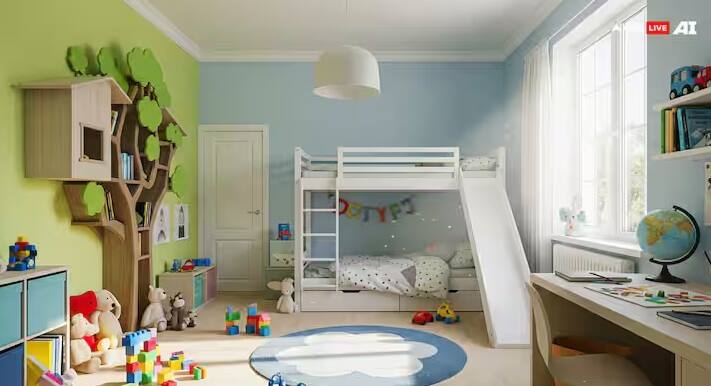 ઘરમાં બાળકોના રૂમને હંમેશા આછો લીલો કે સ્કાય બ્લૂ કલર કરવો જોઈએ. આછો રંગ સર્જનાત્મકતા વધારે છે. આ સાથે તે બાળકોને માનસિક શાંતિ પ્રદાન કરે છે.