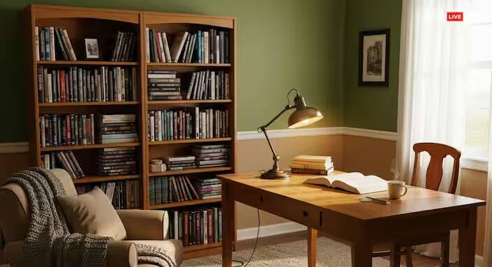 અભ્યાસ ખંડમાં હંમેશા લીલો અથવા આછો ભૂરો રંગ કરવો જોઈએ. લીલો રંગ બાળકોની એકાગ્રતા અને સ્થિરતા જાળવી રાખે છે. આ સાથે આ રંગો બોજારૂપ નથી.