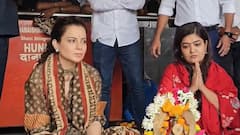 कंगणा राणौत आणि राज ठाकरेंच्या कन्येकडून शनी देवाला अभिषेक, दर्शन घेतल्यानंतर दोघींचा एकत्र सत्कार