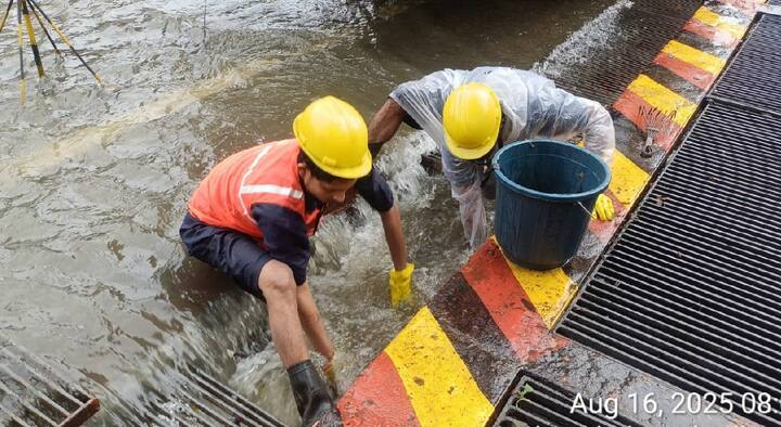मुंबईमध्ये काल रात्रीपासून सुरू असलेल्या मुसळधार पावसामुळे रस्त्यांना नदीचे स्वरूप प्राप्त झालं आहे. याचा फटका आता नागरिकांना बसत आहे. सखल भागासह रस्त्यांवर पाणी साचल्यामुळे वाहतूक कोंडी मोठ्या प्रमाणावर झाली आहे. तर  चुनाभट्टीकडून सायनच्या दिशेने जाणारी वाहतूक ही खोळंबली आहे. यामध्ये ॲम्बुलन्स देखील अडकून फसली असून ही वाहतूक कोंडी सोडवण्याचे शर्तीचे प्रयत्न सुरु आहे.