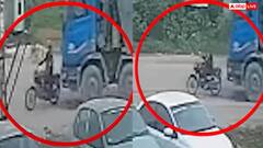 Video: तेज रफ्तार ट्रक ने बाइक सवार को मारी जोरदार टक्कर, कुचल कर निकल गया, देखें वीडियो