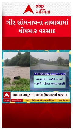 Gir Somnath Rain: તાલાલા તાલુકાના ગ્રામ્ય વિસ્તારમાં ધોધમાર વરસાદ, સ્થાનિક નદીઓમાં પૂર