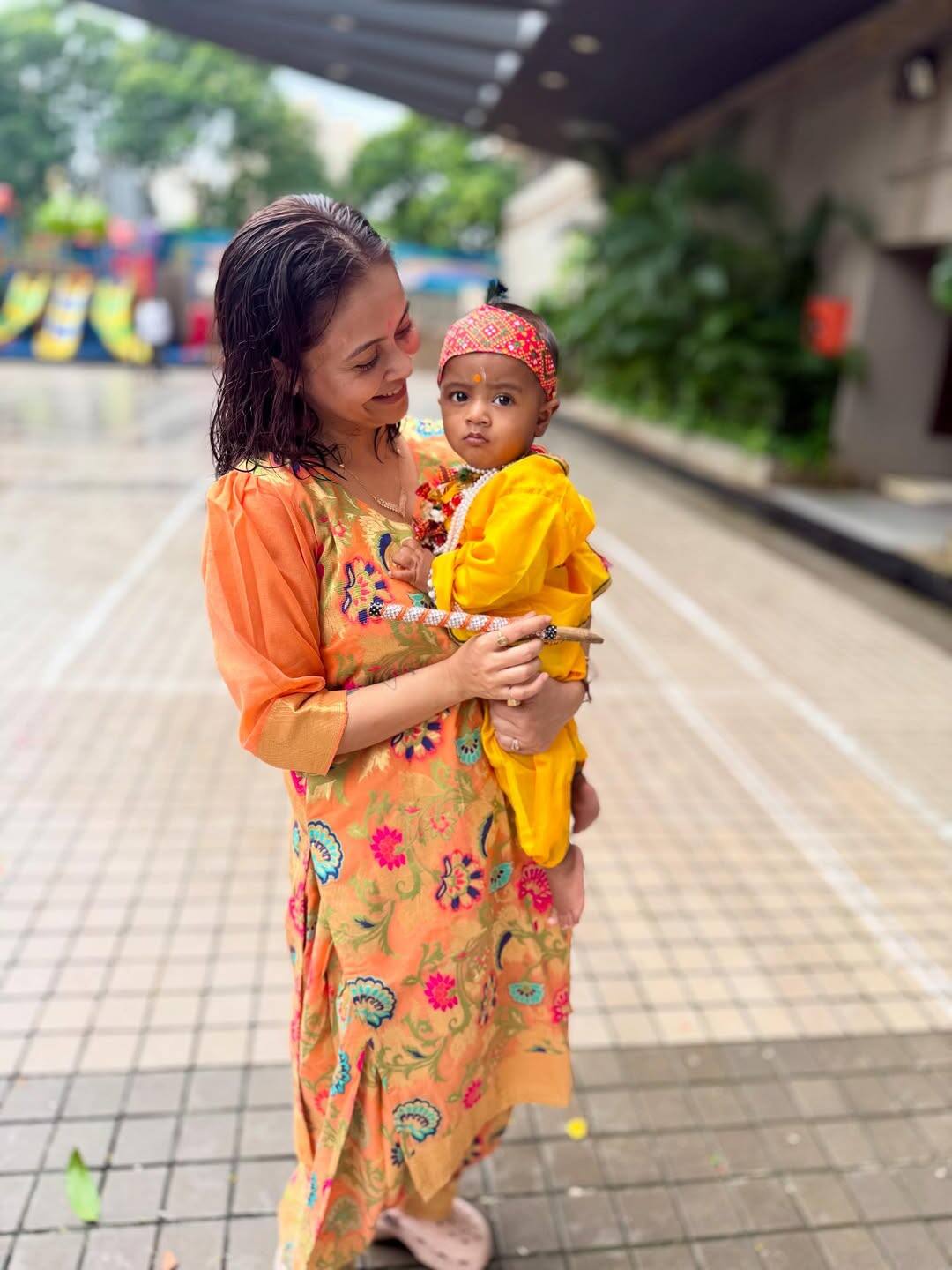 With those cute pictures, he wrote in the caption, 'There was a delay in posting photos but Krishna ji's blessings are timeless. This Janmashtami is a little extra space because my little Kanha was on my lap.