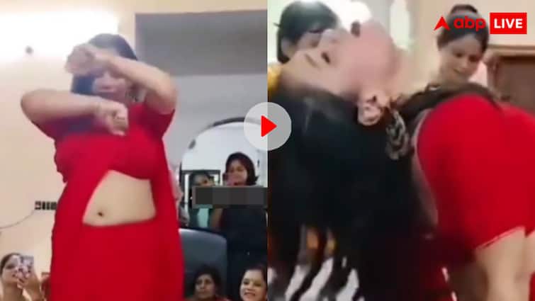 लाल साड़ी और गौरी कमर! हुस्न की मलिका भाभी ने अपने डांस से उड़ाया गर्दा- वीडियो वायरल