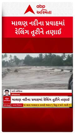 Bhavnagar Rain: મહુવાની માલણ નદીના ધસમસતા પ્રવાહમાં કોઝવેની રેલિંગ તણાય, 9 ગામનો સંપર્ક તૂટ્યો