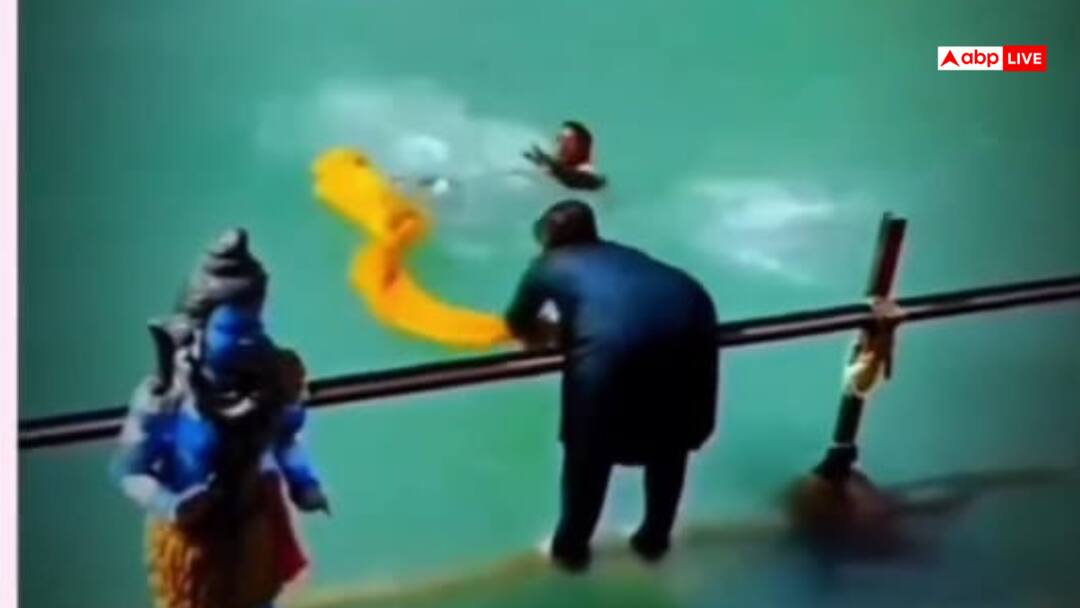 Watch If you haven seen this video then what have you seen this is how a woman saved a drowning man you will clap Watch: ये वीडियो नहीं देखा तो क्या देखा, महिला ने डूबते शख्स को ऐसे बचाया, ताली बजाएंगे आप