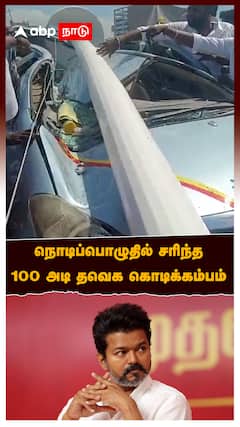 Madurai Maanadu TVK flag : நொடிப்பொழுதில் சரிந்த100 அடி தவெக கொடிக்கம்பம்! சுக்குநூறான இனோவா கார்
