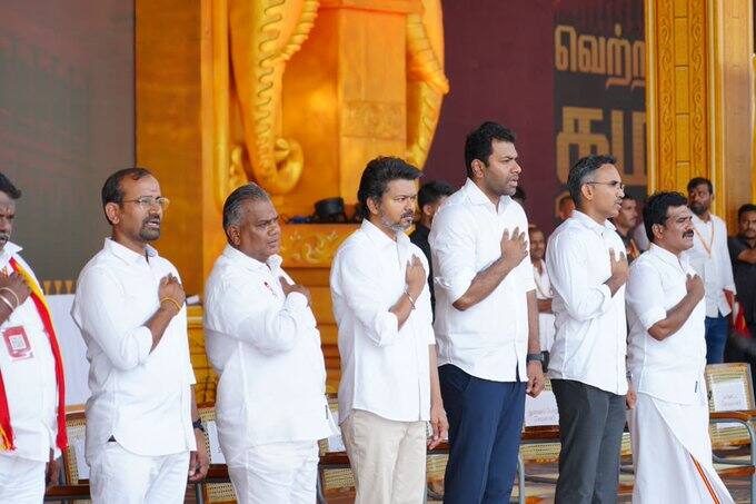 தவெக மாநாட்டில் விஜய் பேசிய கருத்துக்களை சுருக்கமாக அடுத்தடுத்துப் பார்க்கலாம்