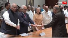 उपराष्ट्रपति पद के लिए बी सुदर्शन रेड्डी ने किया नामांकन, इंडिया गठबंधन के उम्मीदवार संग दिखे सोनिया-राहुल