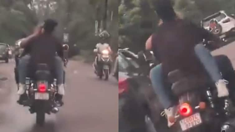 Video: पेट्रोल की टंकी पर बैठकर बॉयफ्रेंड से लिपटी नजर आई लड़की, वीडियो वायरल