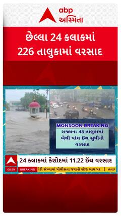 Gujarat Rain Data : છેલ્લા 24 કલાકમાં 226 તાલુકામાં પડ્યો વરસાદ, જુઓ શોર્ટ વીડિયો