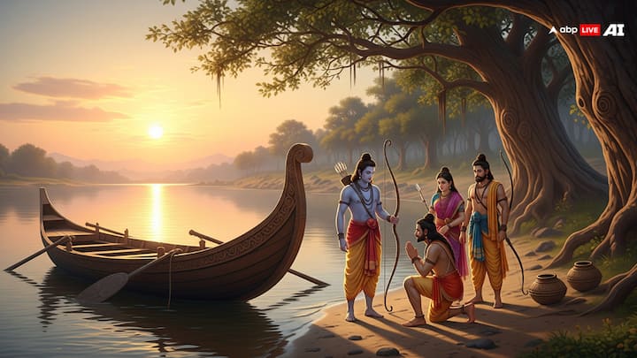 कोसल की सीमा पार करने के बाद राम-सीता और लक्ष्मण गंगा तट के किनारे पहुंचे. वनवास की पहली रात उन्होंने तट के समीप श्रृंगवेरपुर में बिताई थी, जहां उनकी मुलाकात निषादराज गुह से हुई, जिन्होंने तीनों को गंगा पार कराई थी. गंगा नदी पार करने के बाद उन्होंने पैदल यात्रा तय की और गंगा-यमुना के संगम प्रयाग जा पहुंचे. प्रयाग में भारद्वाज ऋषि के आश्रम में उनका सम्मानपूर्वक स्वागत किया गया. तीनों रात को इसी आश्रम में विश्राम किया.