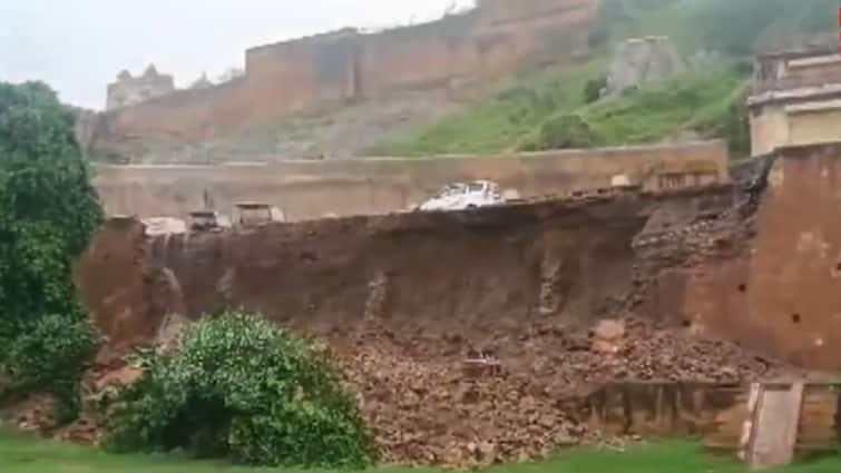 200-Feet-Long Wall Collapses At Jaipur’s Amer Fort Amid Heavy Rain: WATCH