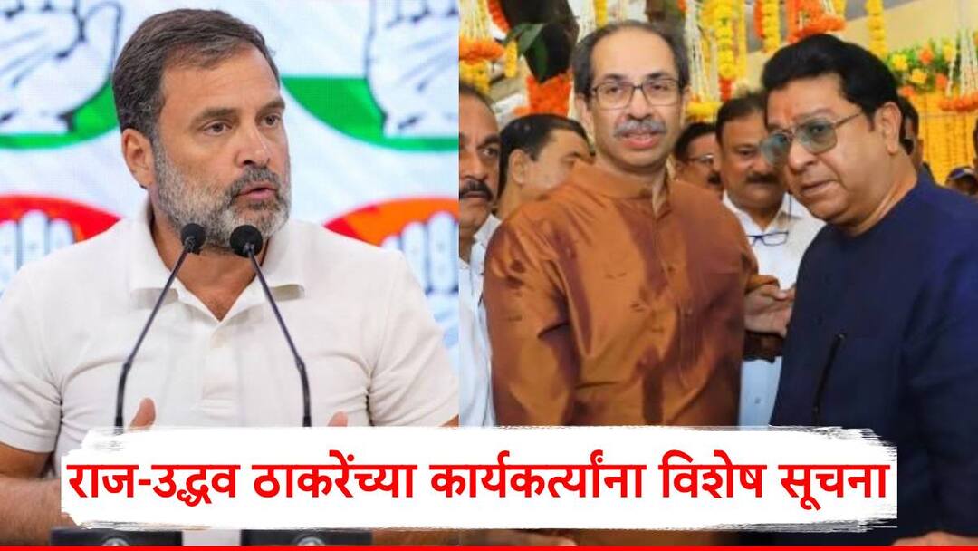 Raj Thackeray And Uddhav Thackeray: तिकडे राहुल गांधींनी एल्गार पुकारला, इकडे राज-उद्धव ठाकरेही सावध झाले, कार्यकर्त्यांना विशेष सूचना, म्हणाले... Uddhav Thackeray and Raj Thackeray have ordered their workers to check the voter list bmc election 2025 shivsena ubt mns alliance rahul gandhi Raj Thackeray And Uddhav Thackeray: तिकडे राहुल गांधींनी एल्गार पुकारला, इकडे राज-उद्धव ठाकरेही सावध झाले, कार्यकर्त्यांना विशेष सूचना, म्हणाले...