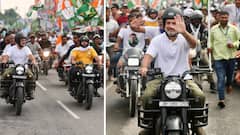 मत अधिकार यात्रेत राहुल गांधींची बुलेट सवारी; तरुणानं सुरक्षा भेदून राहुल यांचा बुलेटवरच किस घेतला घेतला अन्...