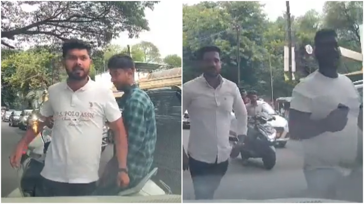 Pune Road Rage Viral Video: Driver Attacked, Left Bleeding After Stopping Wrong-Side Bike Rider