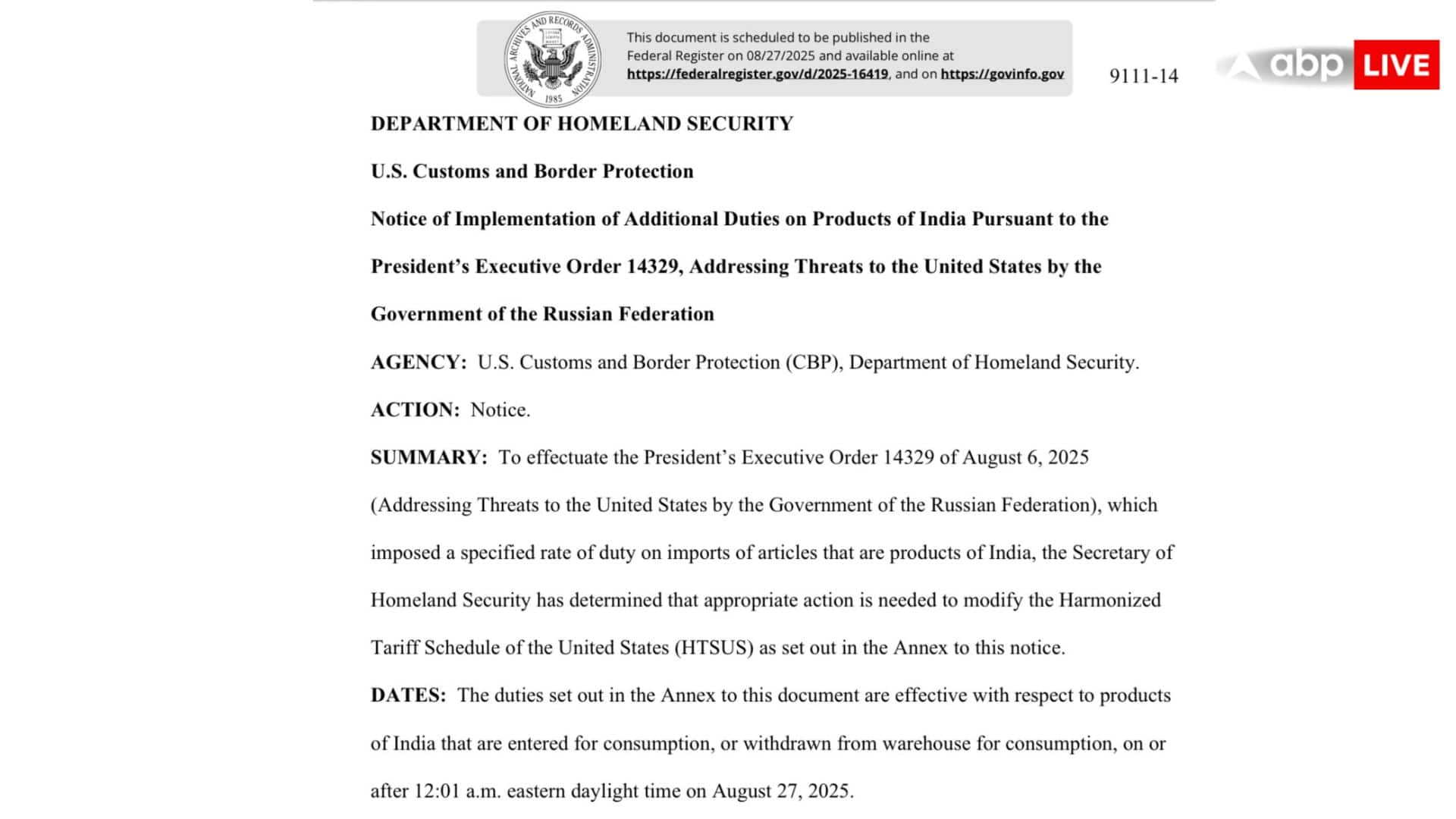 भारत पर लागू होगा 50 प्रतिशत टैरिफ, डेडलाइन खत्म, ट्रंप ने जारी किया नोटिस