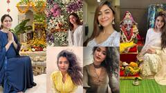 అందాల భామల ఇంట గణేష్ చతుర్థి... పూజలు చేసిన హీరోయిన్లు... ఎవరెలాంటి డ్రస్ వేశారో చూడండి