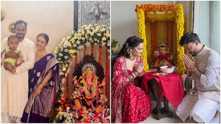 गणेश चतुर्थी पर भक्ति में लीन हुईं अंकिता लोखंडे और देवोलीना बनर्जी, पारंपरिक तरीके से की बप्पा की आराधना